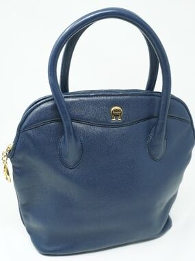 Vintage Blue Leather Satchel by Etienne Aigner